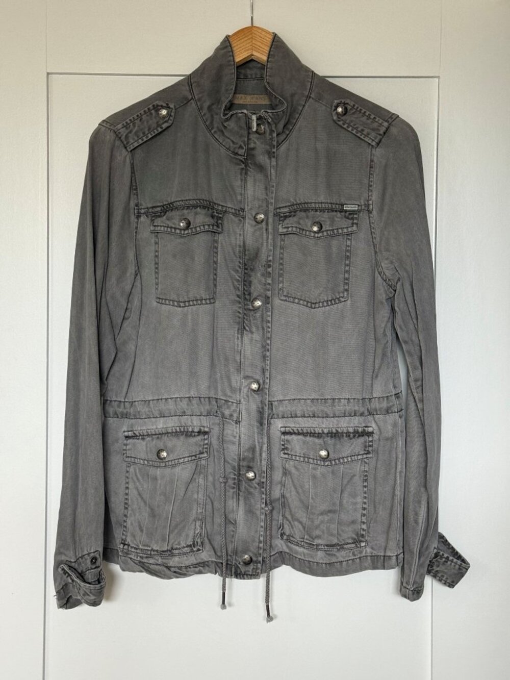 Vintage Y2K Max Jeans Light Gray Utility Jacket, Size Medium